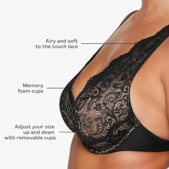 ThirdLove 24/7 Lace Contour Plunge Bra Daydream Blue Green Teal 34E Push Up - Picture 6 of 16